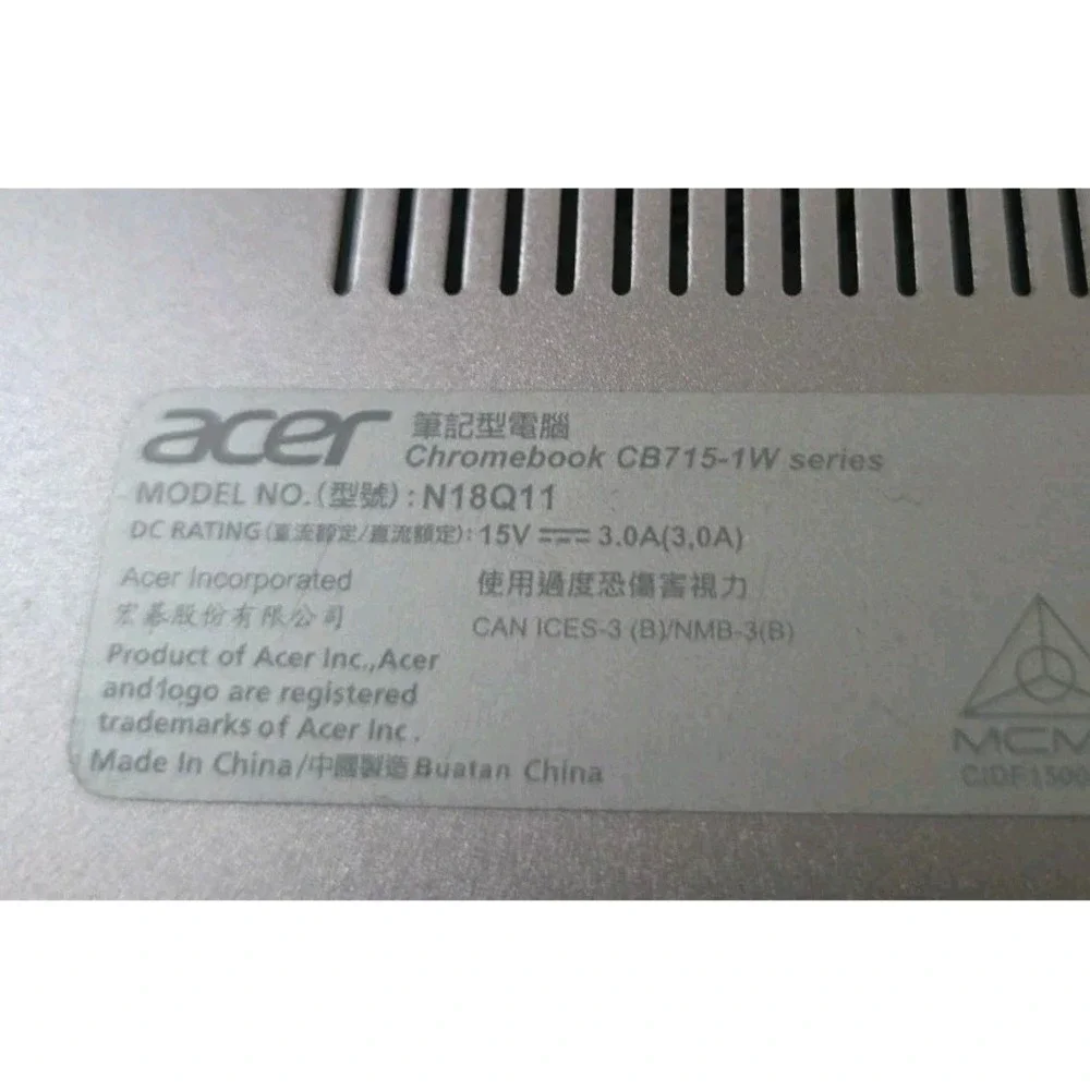 Acer Chromebook CB 715 8th Generation Intel Core 3.4GHz 4GB 128GB Gray